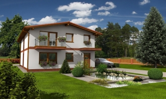 Maison avec toit à pignon pour terrain étroit.